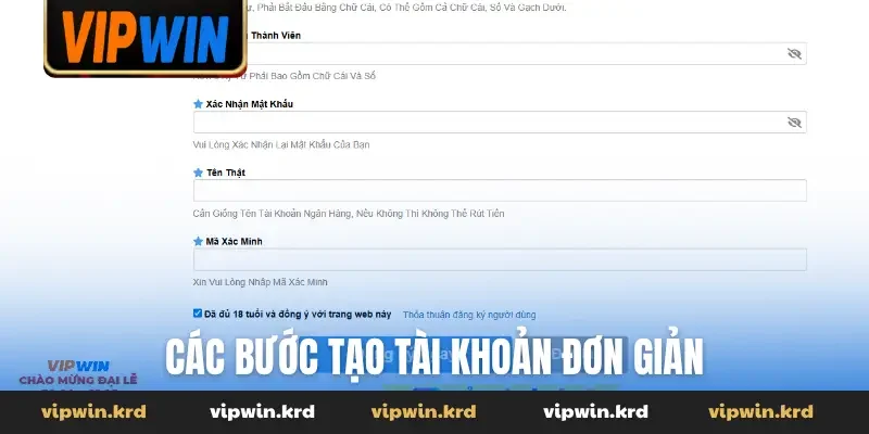 Các bước tạo tài khoản đơn giản