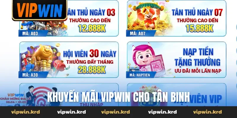 Khuyến mãi Vipwin cho tân binh