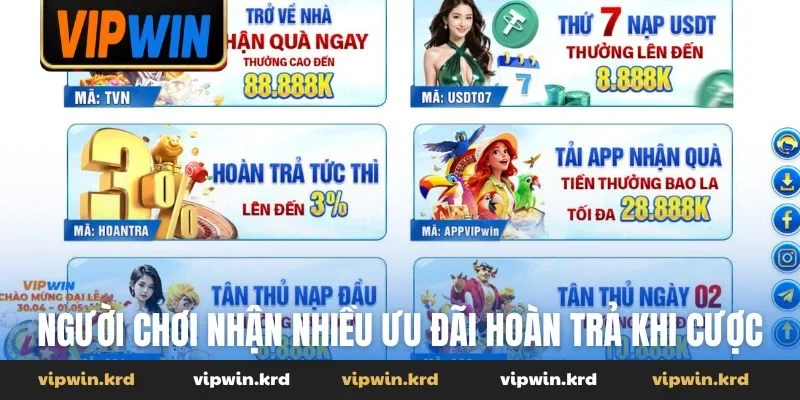 Người chơi nhận nhiều ưu đãi hoàn trả khi cược thua