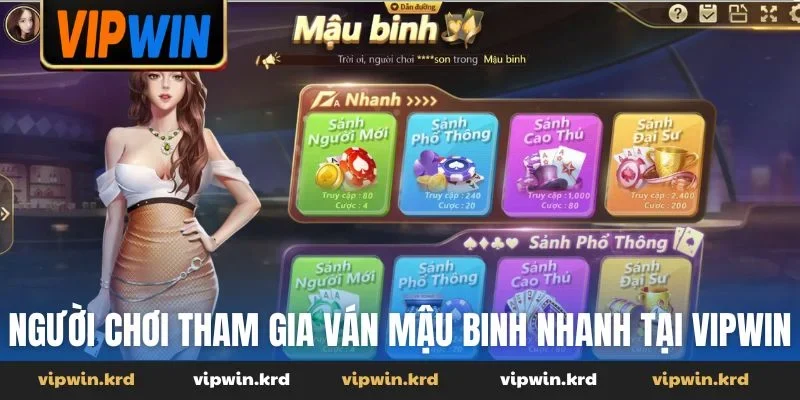 Người chơi tham gia ván Mậu Binh nhanh tại Vipwin