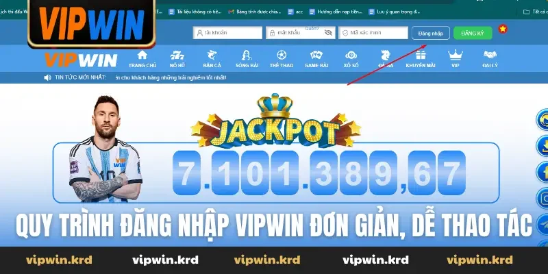 Quy trình đăng nhập Vipwin đơn giản, dễ thao tác