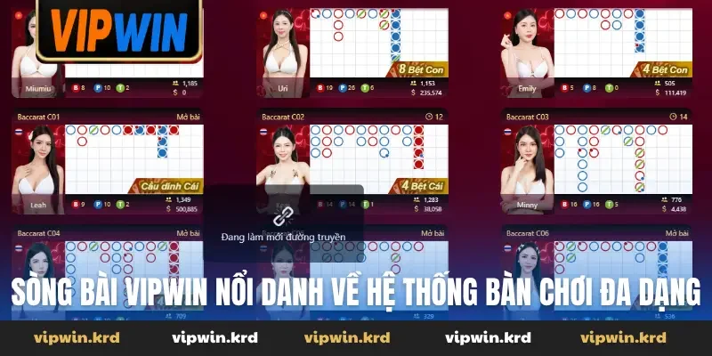 Casino Vipwin nổi danh về hệ thống bàn chơi đa dạng