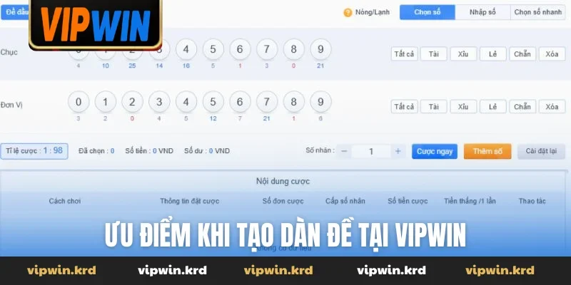 Ưu điểm khi tạo dàn đề tại VIPWIN